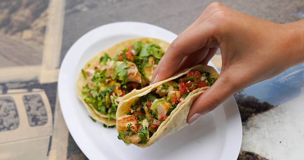 Hand holding Chicken Taco