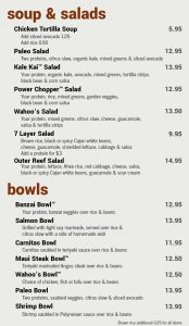 Hawaii Menu